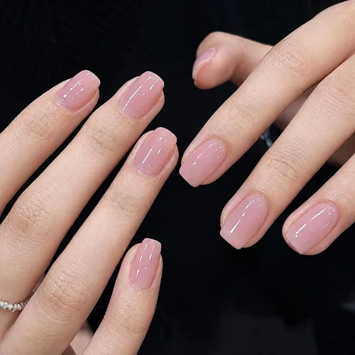 Vista 98 de Modelones Uñas postizas cuadradas cortas, color blanco y rosa, 32
