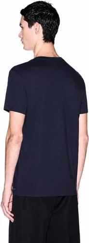Vista 3 de Armani Exchange Camiseta de manga corta con cuello en V de algodón Pima para hombre Beacon Blue