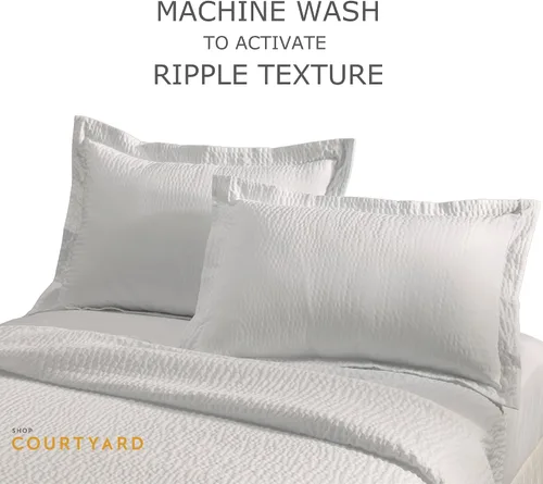 Vista 2 de Courtyard by Marriott Funda de almohada texturizada, 1 funda de almohada decorativa con textura ondulada activada por lavado exclusivamente