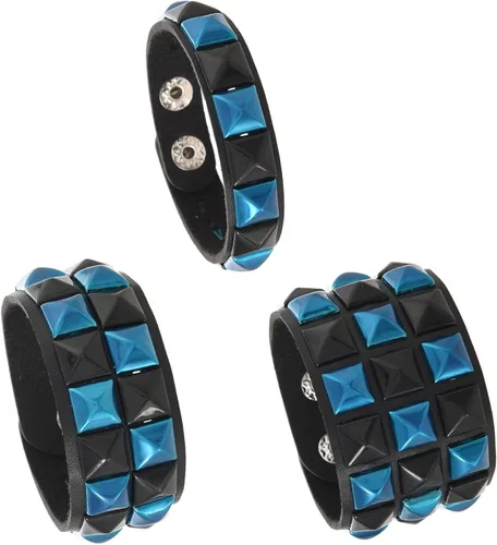 Vista 11 de 3 pulseras punk, pulseras de cuero con tachuelas, pulsera emo, pulseras góticas ajustables para hombres y mujeres