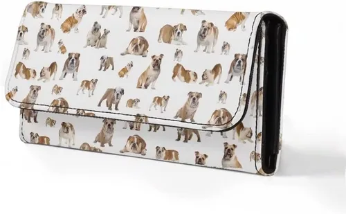 Vista 2 de Howilath Novedad floral flores animales perro búho mariposa impreso mujeres cartera larga monedero, diseño delgado trifold cartera larga monedero