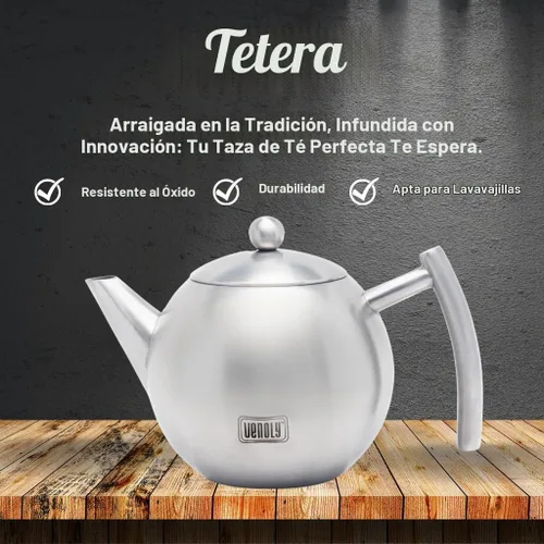 Vista 4 de Venoly Tetera de acero inoxidable con infusor extraíble para hojas sueltas y bolsas de té, agua caliente de hervir rápidamente, apta