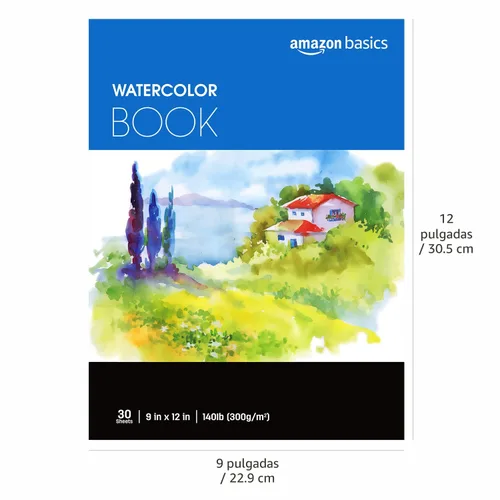 Vista 7 de Amazon Basics - Bloc para acuarela, 9 x 12 pulgadas, 140 lb/300 g/m², 30 hojas, color blanco