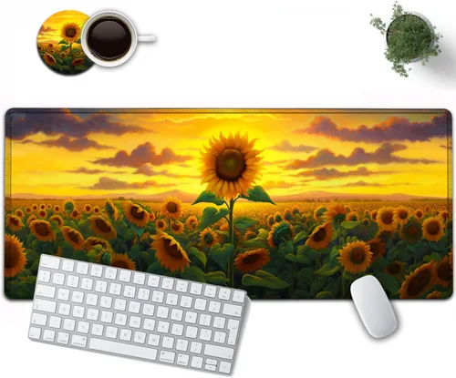 Vista 33 de Alfombrilla de mouse grande de 31.5 x 11.8 pulgadas, extendida para juegos con bordes cosidos, protector de alfombrilla de mouse XXL, base de goma