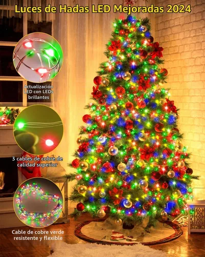 Vista 5 de KNONEW Guirnalda de luces de Navidad para exteriores de 400 pies, 1200 luces LED para exteriores, impermeable, 8 modos, tiempos de memoria