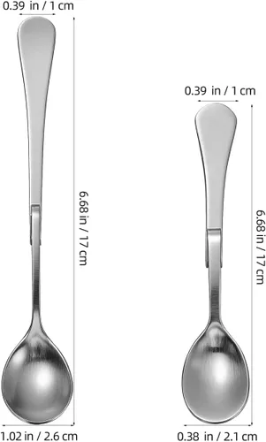 Vista 2 de OSALADI Paquete de 4 cucharas de café con mango curvo, cucharas de acero inoxidable para café, té, leche, jugo, postre, cucharas mezcladoras