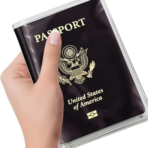 Vista 6 de Protector transparente para pasaporte, protector de pasaporte de plástico impermeable, protector de pasaporte para viajes, funda transparente