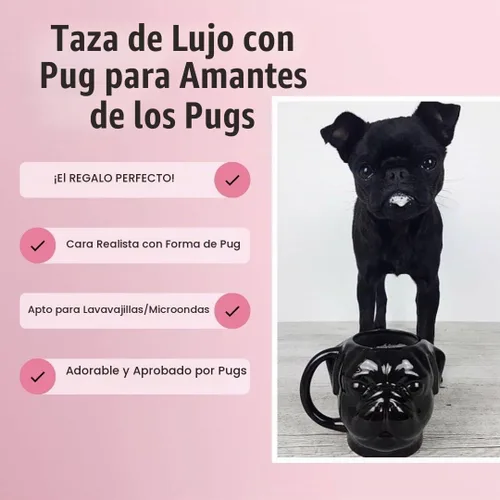 Vista 4 de Taza de café en forma 3D - Regalo de lujo para los amantes de los pug