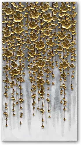 Vista 19 de Epicler art Pintura al óleo decorativa de flores 3D moradas pintadas a mano, arte de pared decorativo de pared de flores, arte moderno, sala
