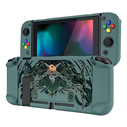 Vista 11 de eXtremeRate PlayVital Back Cover for Nintendo Switch Console, NS Joycon Controller Protector Hard Shell, Dockable Protective Case with Colorful ABXY
