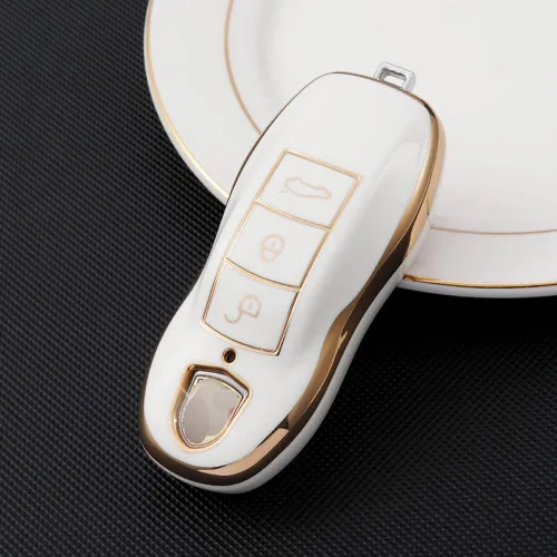 Vista 3 de SANRILY Funda de llave para llavero Porsche, Beige
