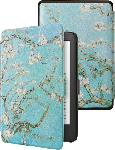 Vista 13 de Funda de piel ligera de cubierta blanca para Walnew Kindle de Amazon, cubierta fina protectora inteligente premium para Kindle Paperwhite con auto