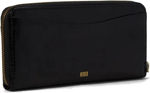 Vista 2 de HOBO Max - Cartera grande con cremallera alrededor para mujer, construcción de cuero con forro de algodón, cartera inteligente y moderna, Negro