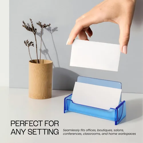 Vista 4 de Beauticom - Soporte organizador de tarjetas de visita de estilo estándar para oficinas, recepcionistas, salones y negocios (azul, 6 piezas)