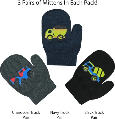 Vista 2 de N'Ice Caps 3 pares de guantes elásticos mágicos para niños y niñas pequeños