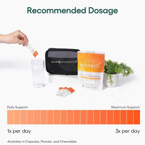 Vista 6 de PectaSol - Pectina cítrica modificada – 15 paquetes de 0.18 oz – Suplemento de salud corporal total para apoyar el corazón, el sistema inmunológico