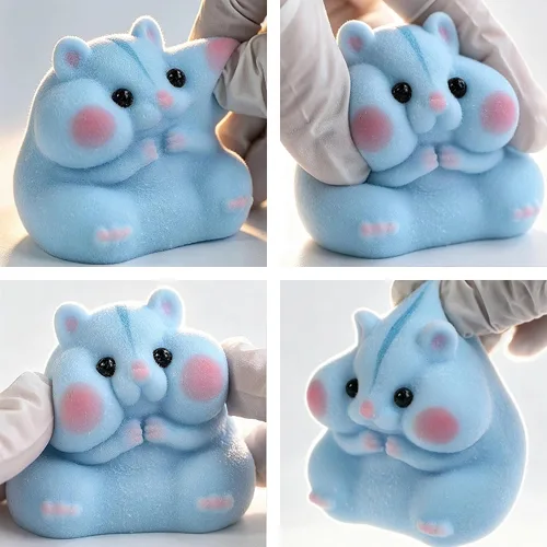 Vista 2 de Handmade Taba Squishy Hamster Toy, Cute Squishy Stress Relief Fidget Toy Azul