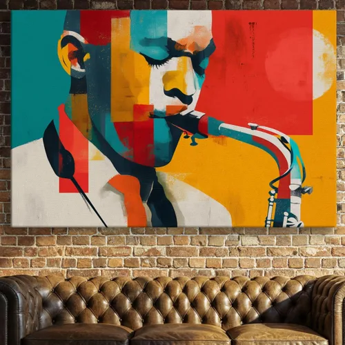 Vista 24 de LuxeWood Arte de Pared Musical en Lienzo - Impresiones Temáticas Musicales Medianas y Grandes para Sala de Estar, Oficina, Estudio, Airbnb