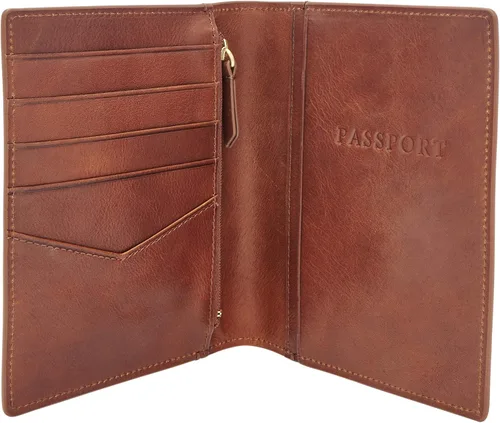 Vista 3 de Fossil Cartera de cuero para pasaporte con bloqueo RFID para hombre