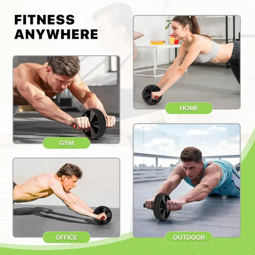 Vista 8 de Rueda de rodillo abdominal, equipo de entrenamiento portátil para gimnasio en casa para hombres y mujeres, entrenamiento de fuerza abdominal