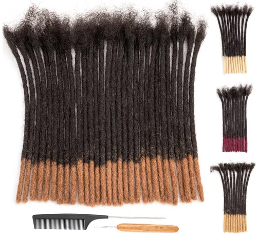 Vista 40 de DAIXI 0.2cm y 0.4cm y 0.6cm y 0.8cm de grosor 4-18 pulgadas 10 hebras extensiones de rastas de cabello humano 100% real para hombres/mujeres