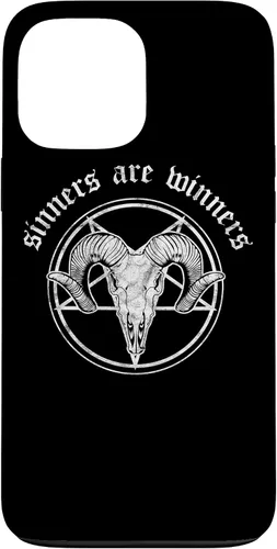 Vista 23 de Funda para iPhone 14 Occult Baphomet Tarot Card Satanic Devil Sinners are Winners