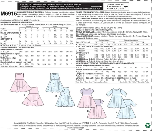Vista 2 de McCall Pattern Company M6915 Vestidos para niños/niñas, talla CHJ, verde