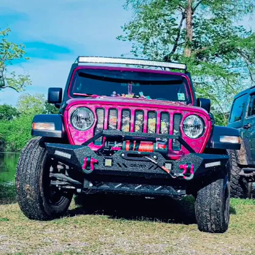Vista 7 de OEDRO parachoques delantero compatible con Jeep Wrangler JL/JLU 2018-2025, 20-25 Gladiator, parachoques Rock Crawler con montaje de placa