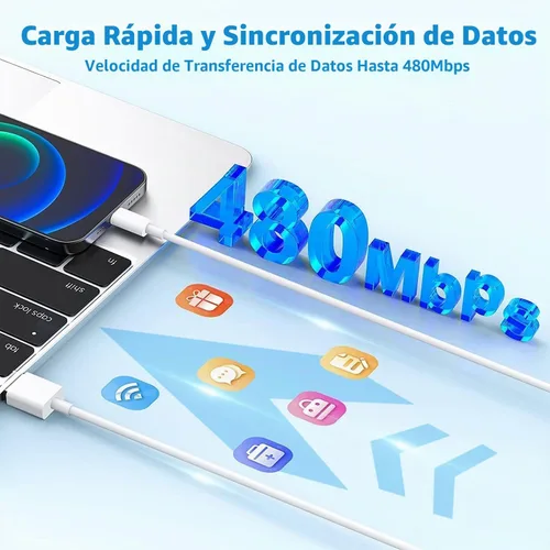 Vista 3 de Cargador de iPhone, [Certificado MFi de Apple] i Cargador de teléfono, paquete de 2 cables Lightning de 3 pies, cable de carga para teléfono