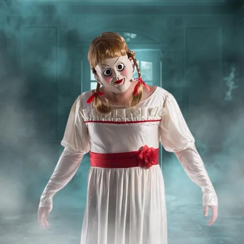 Vista 2 de Rubie's Annabelle: Máscara de creación con peluca para adultos, disfraz de adulto, como se muestra, talla única