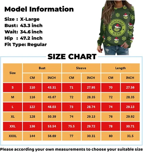 Vista 3 de Segaven Camiseta de manga larga con cuello redondo para mujer, con estampado navideño, casual, holgada