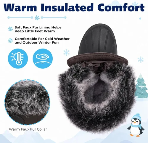 Vista 3 de Mishansha Botas de nieve impermeables para niños y niñas, botas de invierno Marrón oscuro-038