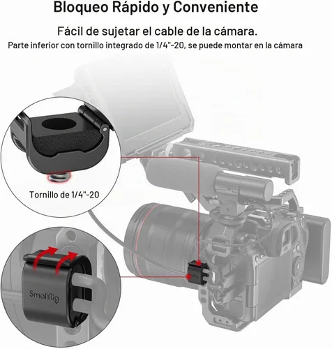 Vista 3 de SmallRig Abrazadera de cámara (4 piezas) para cable HDMI/SDI/Micrófono, Soporte de montaje de bloqueo de cable de cámara DSLR 0.079-0.276 in
