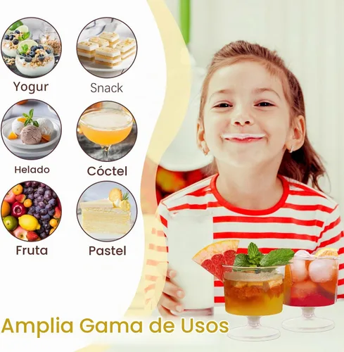 Vista 4 de Paquete de 80 mini tazas de postre, copas de vino de plástico