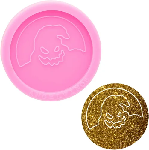 Vista 8 de Moldes de resina súper brillantes estilo fantasma de Halloween, molde de silicona epoxi para llavero con agujero, moldes de silicona para hacer