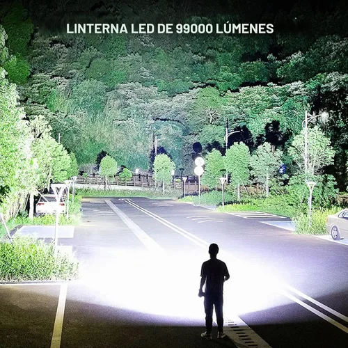 Vista 2 de Lylting Linternas LED recargables de alto lúmenes, 99,000 lúmenes, linterna súper brillante con 5 modos e impermeable, potente linterna de mano