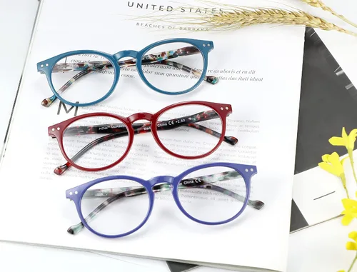 Vista 7 de MDee Gafas de lectura para mujer, paquete de 3 unidades, redondas, con bloqueo de luz azul, bisagras de resorte