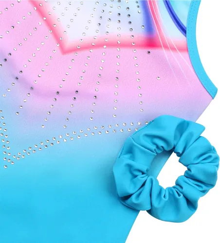 Vista 115 de MODAFANS Leotardos de gimnasia para niñas brillantes para bailar ballet, pantalones cortos con espalda cruzada