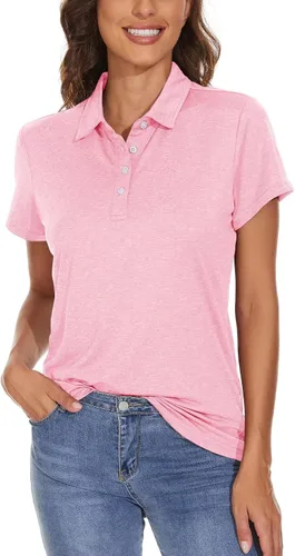 Vista 3 de BIYLACLESEN Polo para mujer de manga corta 4 botones de secado rápido