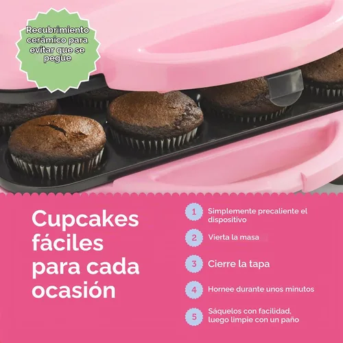 Vista 5 de Babycakes Máquina para Hacer 12 Cupcakes de Tamaño Completo - Electrodoméstico de Cocina con Revestimiento Antiadherente y Mango con Pestillo