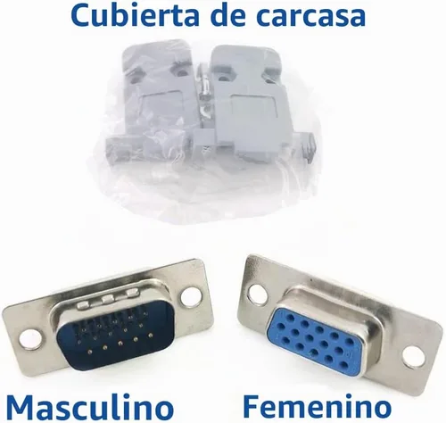 Vista 7 de 10PCS VGA macho hembra DB15 3Row HD15 15Pin Soldadura Copa Conectores Kit