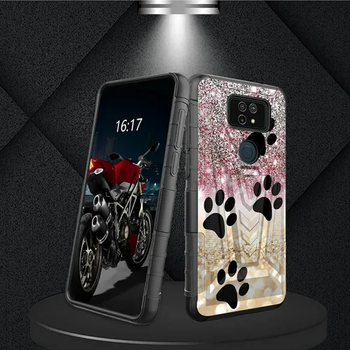 Vista 68 de Funda para AT&T Maestro Max 2021/Cricket Ovation 2 con protector de pantalla de vidrio templado, funda resistente con función atril integrada