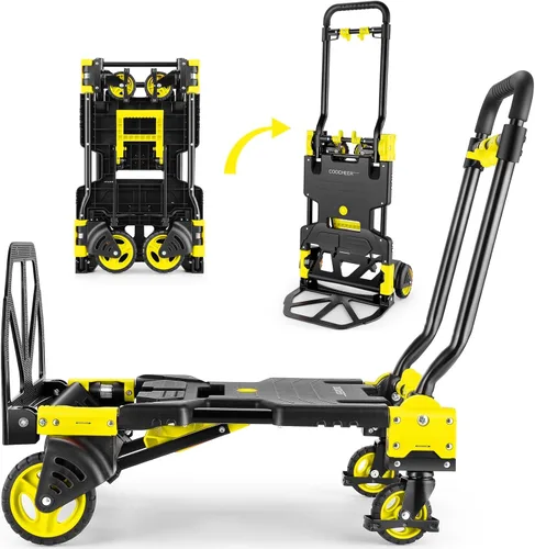 Vista 15 de Carro de mano plegable de 330 libras, de transporte resistente, combinación de cuatro ruedas y dos ruedas convertible carrito Dolly con mango