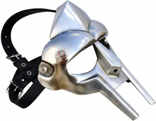 Vista 5 de Super Gladiator - Casco forjado a mano Sca-LARP romano griego Mf Doom plateado, tamaño estándar para adultos