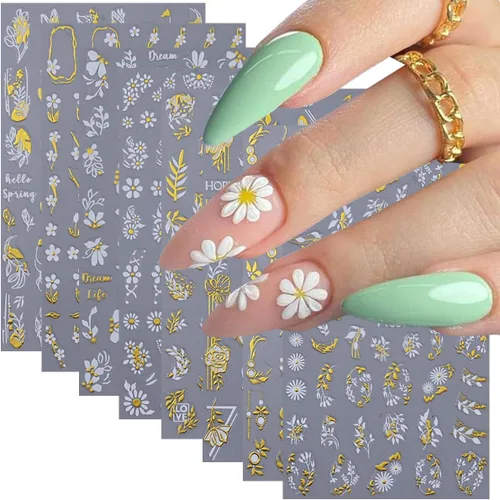 Vista 47 de 5 hojas de calcomanías de arte de uñas de mariposa, 3D coloridas mariposas, suministros de arte de uñas, mariposas, flores, calcomanías Con
