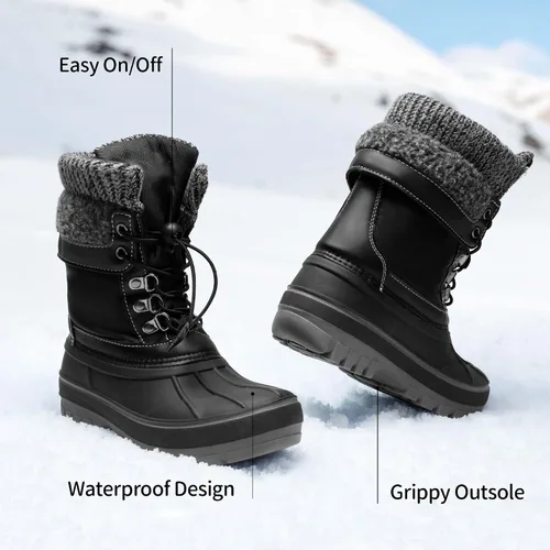 Vista 4 de DREAM PAIRS Botas de nieve, impermeables, con aislamiento, de invierno, para niño y niña