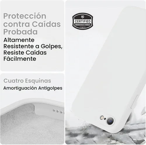 Vista 5 de Vooii Funda para iPhone SE 2022/3rd/2020, iPhone 8/7, silicona líquida mejorada con [bordes planos] [protección de cámara]