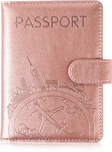 Vista 10 de Funda para pasaporte, cartera de viaje con bloqueo RFID, carteras para pasaporte, organización de pasaporte familiar, funda personalizada