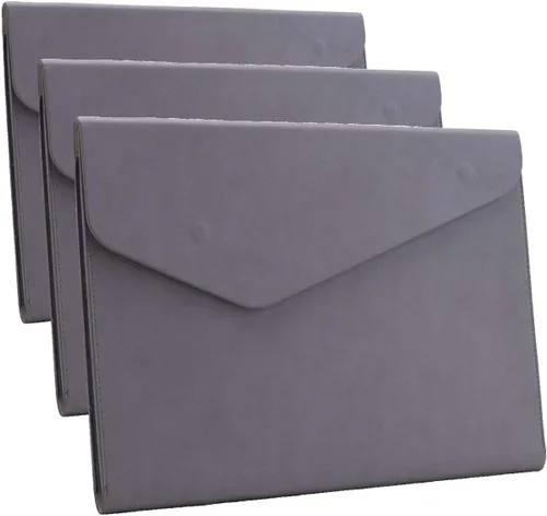 Vista 15 de Carpeta de archivos A4 de cuero PU Portafolio impermeable con cierre magnético invisible, color negro