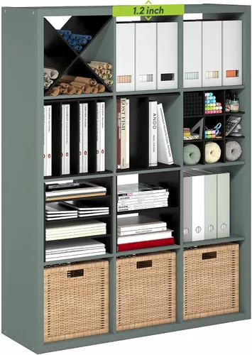Vista 16 de Furinno Estantería para cubículos, estantería apilable, organizador de almacenamiento en cubos con parte trasera abierta, extragruesa, 15.8 x 15.8 x